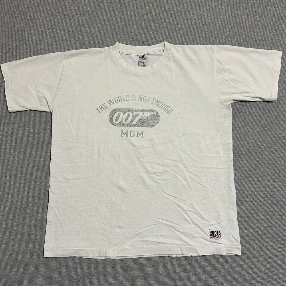 Roots Athletics James Bond 007 The World Is Not Enough MGM Shirt White Mens L